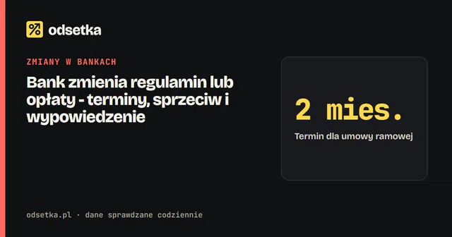 Bank zmienia regulamin lub opłaty - terminy, sprzeciw i wypowiedzenie
